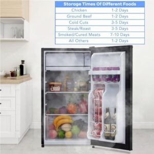 Compact Mini Refrigerator with Freezer - 3.2 Cu.Ft Capacity, Reversible Doors, Adjustable Thermostat, Black