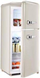 TY-FLS-80G-CREAM-H035 Retro Mini Fridge in Cream with Freezer Section