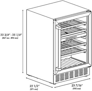 ZLINE 24" Monument Autograph Edition Dual Zone 44-Bottle Wine Cooler in Stainless Steel with Polished Gold Accents