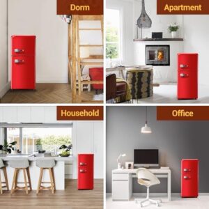 FLS-80G-RED-ZQL14 Compact Refrigerator in Red, a stylish and energy-efficient mini fridge for small spaces 