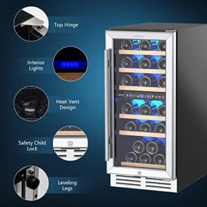 COSTWAY 15 5-Inch, 30-Bottle Wine Cooler Refrigerator with Glass Door and Lock