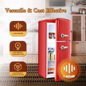 TY-FLS-80G-RED-H031 Retro Mini Fridge with Freezer in Red, compact and energy-efficient appliance