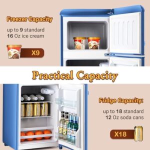 FLS-80G-BLUE Retro Compact Refrigerator in Blue, a compact and stylish design perfect for small spaces.