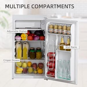 3.2 Cu.Ft Mini Fridge with Freezer, Single Door Compact Refrigerator in a modern kitchen setting